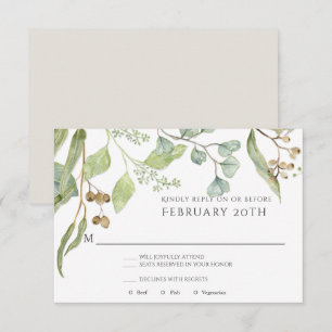 RSVP Modern Simple Watercolor Eucalyptus Wedding Invitation