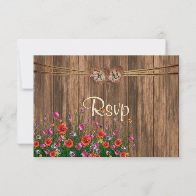 RSVP Monogram Heart with Spring Wildflowers Card (Front)