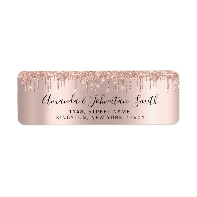 RSVP New Wedding Address Rose Gold Drips (Front)