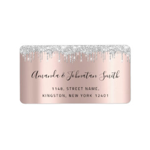 RSVP New Wedding Adress Silver Grey Drips Rose Label