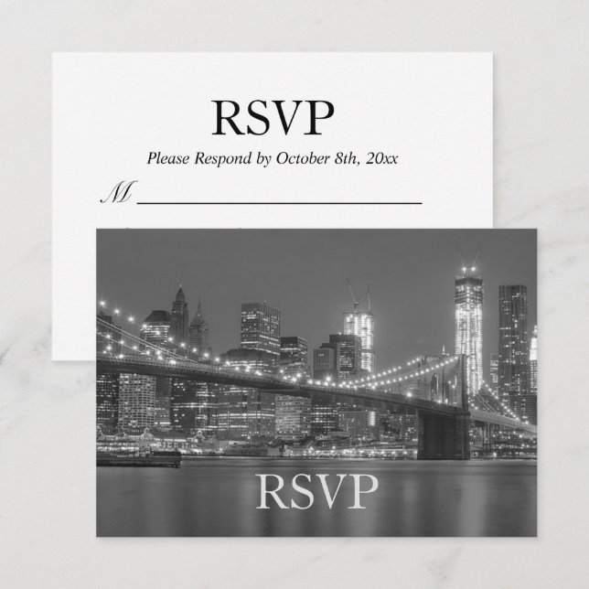 RSVP - New York City Skyline Brooklyn Wedding RSVP Invitation (Front/Back)