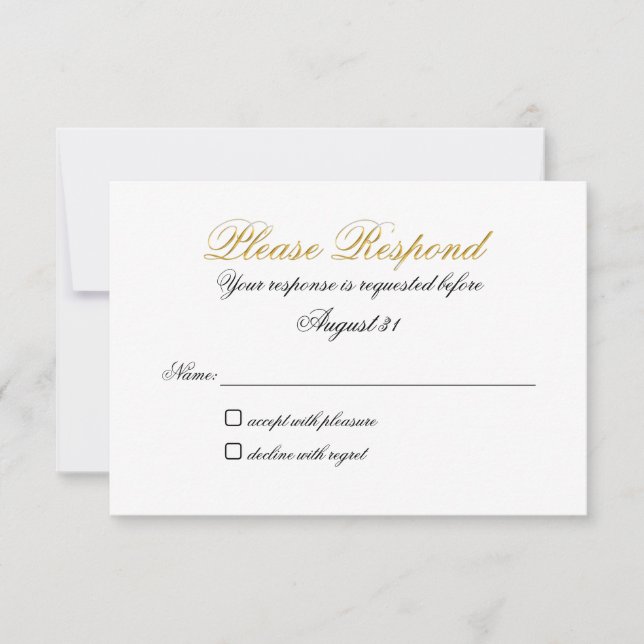 RSVP No Entrée Faux Gold Card (Front)
