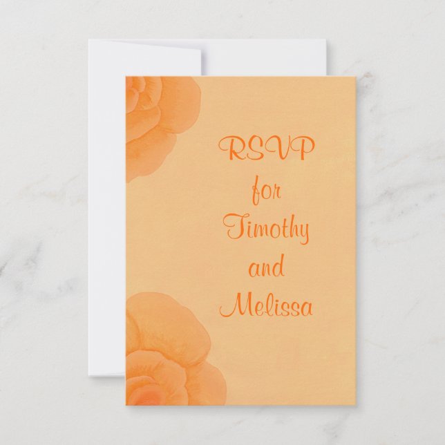 RSVP Note Cards, Faded Orange Roses Card (Front)