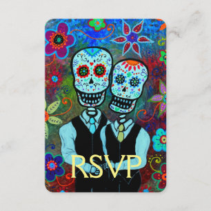 RSVP Novios Dia de los Muertos Wedding Card
