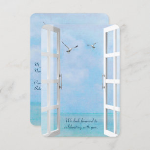 RSVP ocean window with seagulls Invitation