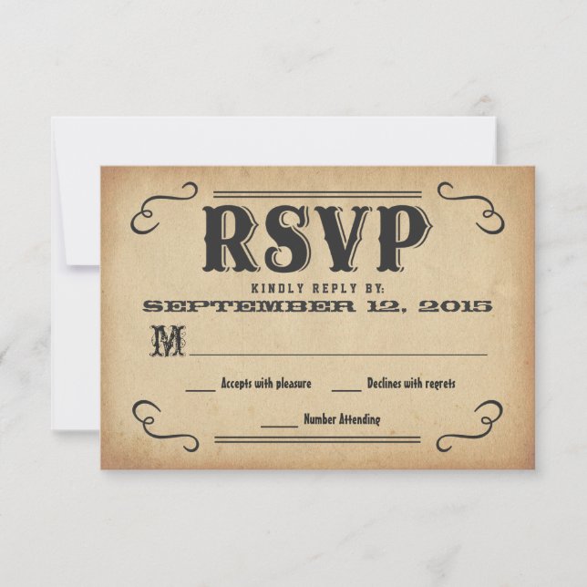 RSVP Old West Rustic Wedding Reply (Front)