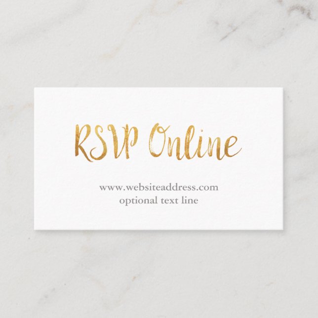 RSVP Online Card with Gold Pineapples & Script (Front)