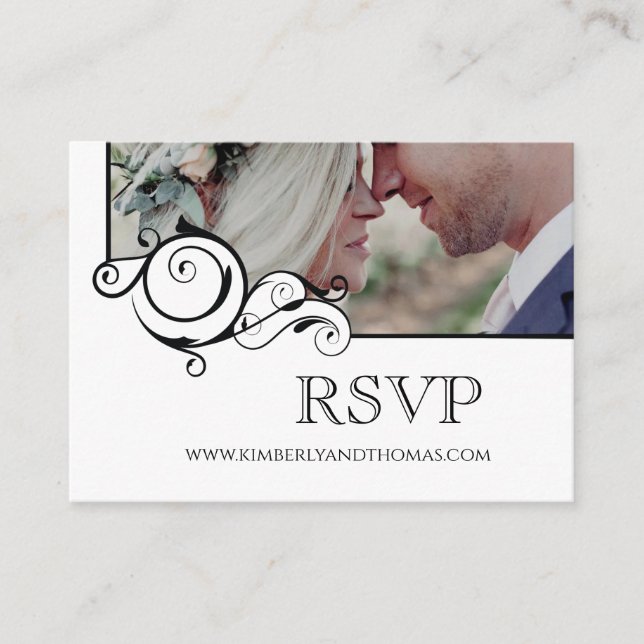 RSVP Online Decorative Frame Minimalist Wedding Enclosure Card (Front)