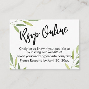 RSVP Online Green Foliage Wedding Enclosure Card