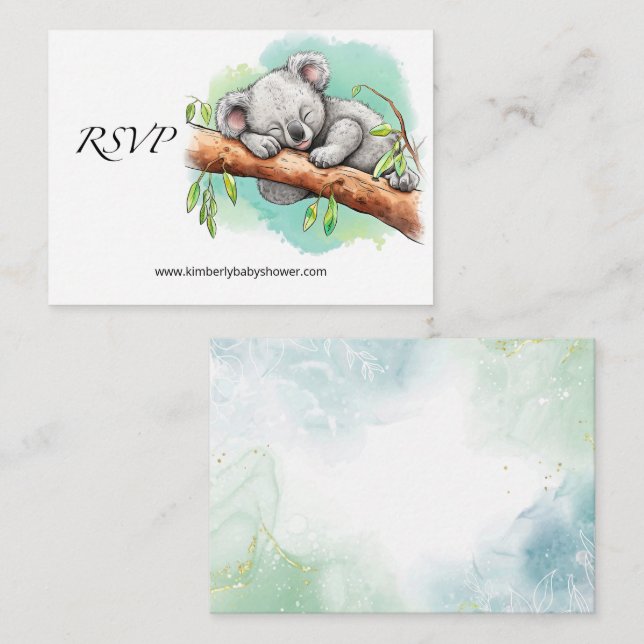 RSVP Online Koala Baby Shower  Enclosure Card (Front/Back)
