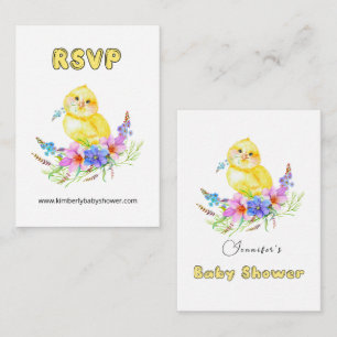 RSVP Online Little Chick Baby Shower Website Enclosure Card