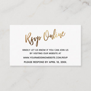 RSVP Online Modern Casual Handwriting Gold Simple Enclosure Card