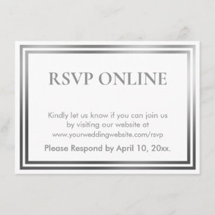 RSVP Online Simple Elegant Silver and White Border Enclosure Card