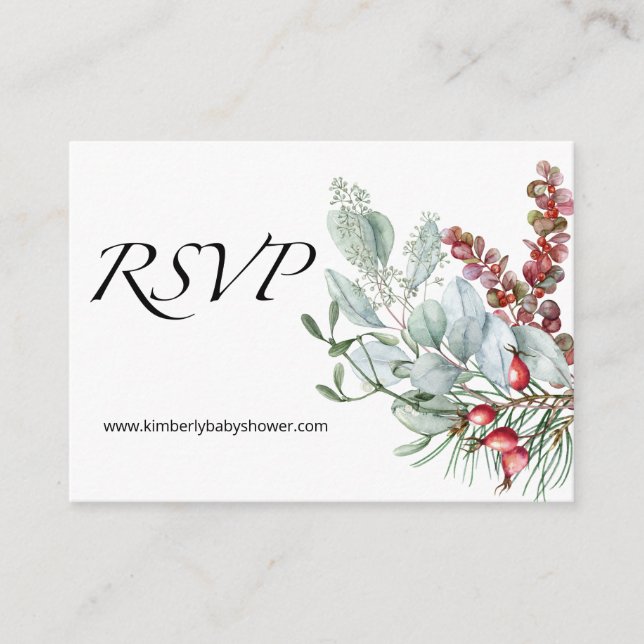 RSVP Online Winter Baby Shower Enclosure Card (Front)