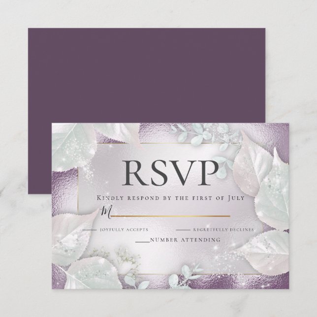 RSVP | Pale Eggplant Pearl Shimmer Invitation (Front/Back)