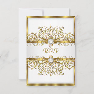 RSVP Pearls White Gold Elegant Birthday Party Card