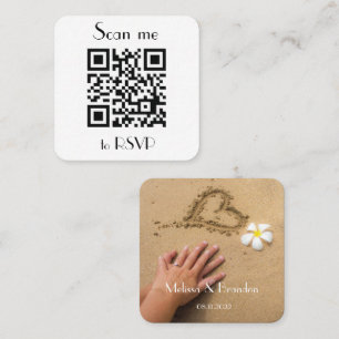 RSVP photo simple Wedding QR Code Response Square Business Card