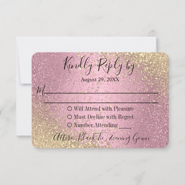 RSVP - Pink and Gold Glitter    (Front)