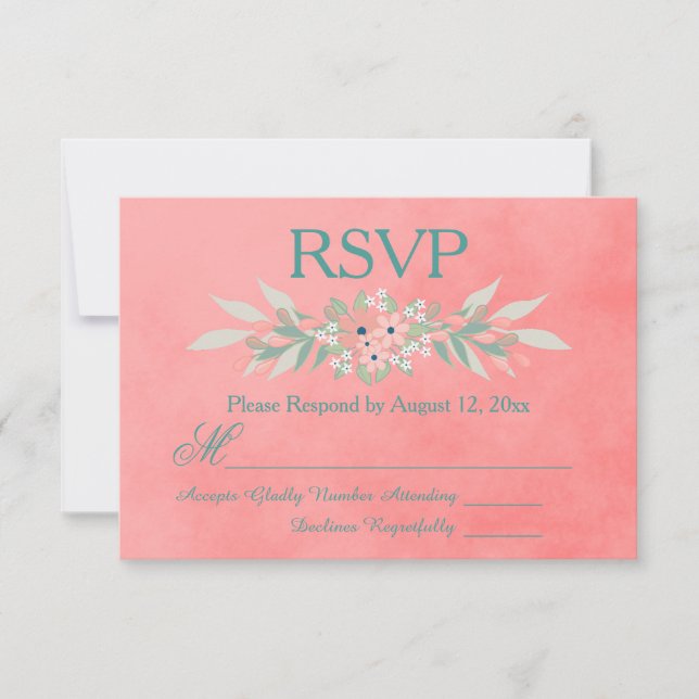 RSVP Pink and Green Flowers Card (Front)