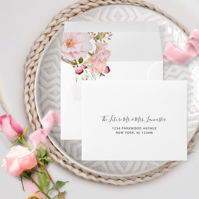RSVP Pink, Blush and Rose Gold Wedding Envelope (Creator Uploaded)