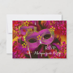 RSVP Pink Gold Floral Mask Masquerade Party