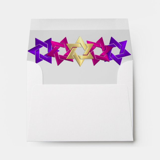 RSVP Pink Gold Purple Star on Any Colour Envelope (Back (Bottom))