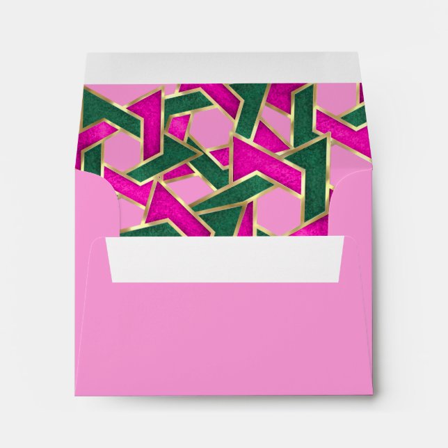 RSVP Pink Green Star of David Gold Envelope (Back (Bottom))