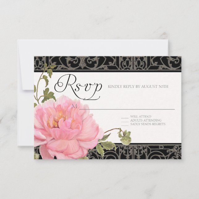 RSVP Pink Peony Fence Elegant Floral Weddings (Front)