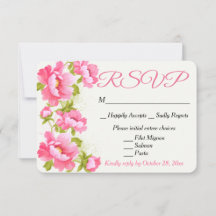 RSVP Pink Peony Watercolor Floral Wedding
