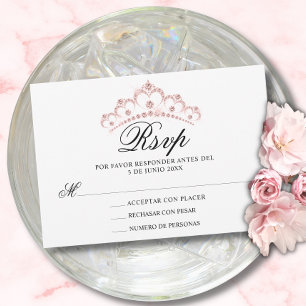 RSVP Pink Spanish Quinceañera Quince Card