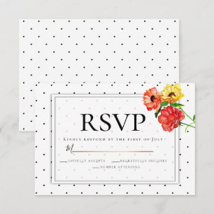 RSVP   Polka Dots and Watercolor Flowers Invitation