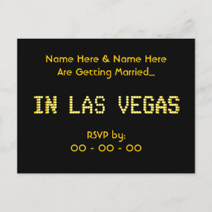 RSVP Postcard. Black & Yellow.  Las Vegas Wedding. Invitation Postcard