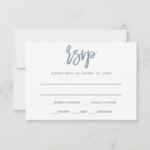RSVP Postcard   Brush Calligraphy - Dusty Blue