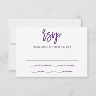 RSVP Postcard   Brush Calligraphy - Plum / Purple