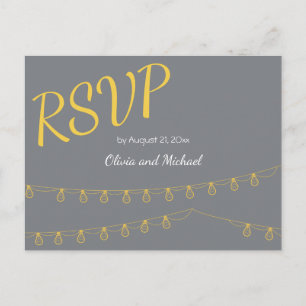 RSVP Postcard for wedding in yellow and grey