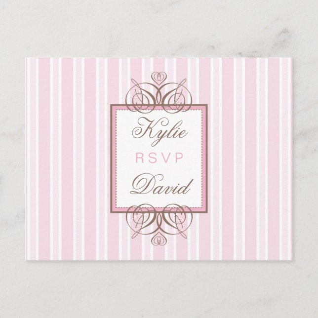 RSVP POSTCARD :: paris stripe - pink (Front)