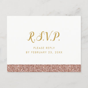RSVP Postcard Rose Gold Pink Simple Glitter Stripe