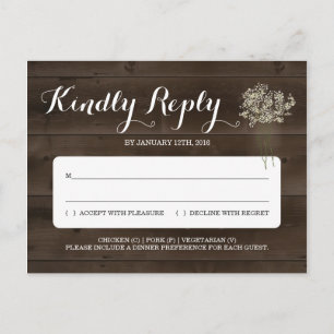 RSVP Postcard Rustic Baby's Breath
