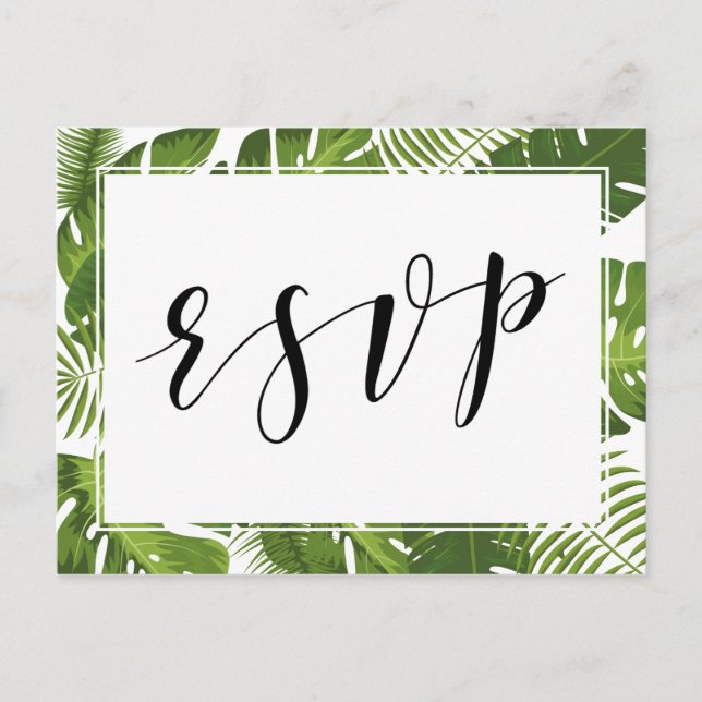 RSVP Postcard tropical elegant wedding (Front)