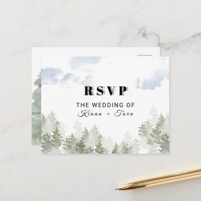 RSVP Postcard Wedding Watercolour (Front/Back In Situ)