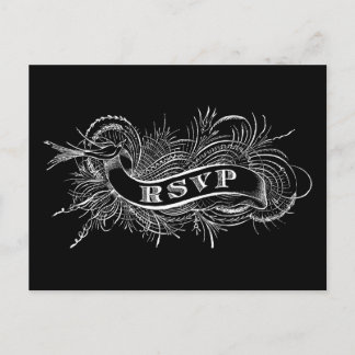 RSVP postcard with Victorian Bird