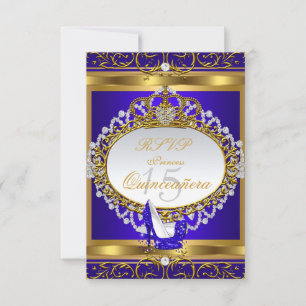 RSVP Princess Quinceanera Elite Royal Blue Shoe Card
