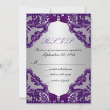 RSVP Purple and Silver Wedding Invitation