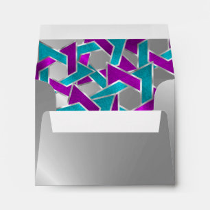 RSVP Purple Turquoise Star David Silver Envelopes