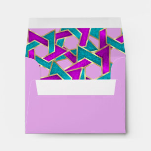 RSVP Purple Turquoise Star of David Gold Envelope