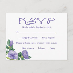 RSVP Purple Watercolor Floral Wedding Invitation Postcard