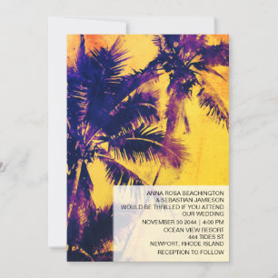 *~* RSVP QR  AP13 Exotic PHOTO Palms Wedding Invitation