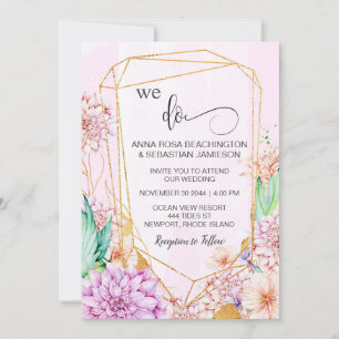 *~* RSVP QR AR15 Floral WE DO  Geometric Wedding Invitation