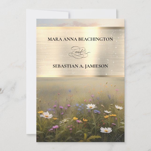 *~*  RSVP QR AR31 Misty Flowers Wedding Invitation (Front)