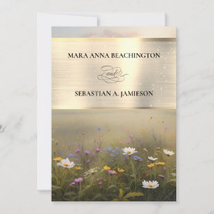 *~* RSVP QR AR31 Misty Flowers Wedding Invitation